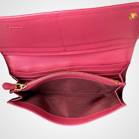 Prada Saffiano Fiocco Pink Peonia Ribbon Bifold Wallet - Picture 5 of 10